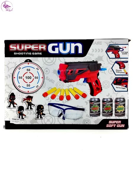 تفنگ تیر فومی و عینک دار سیبل بشکه ای کد 1122 برند SUPER GUN