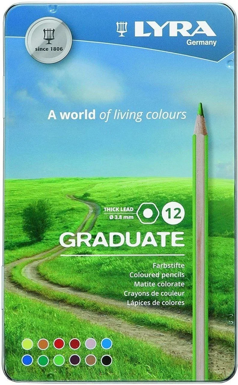 مدادرنگی 12رنگ جعبه فلزی لیرا مدل graduate
