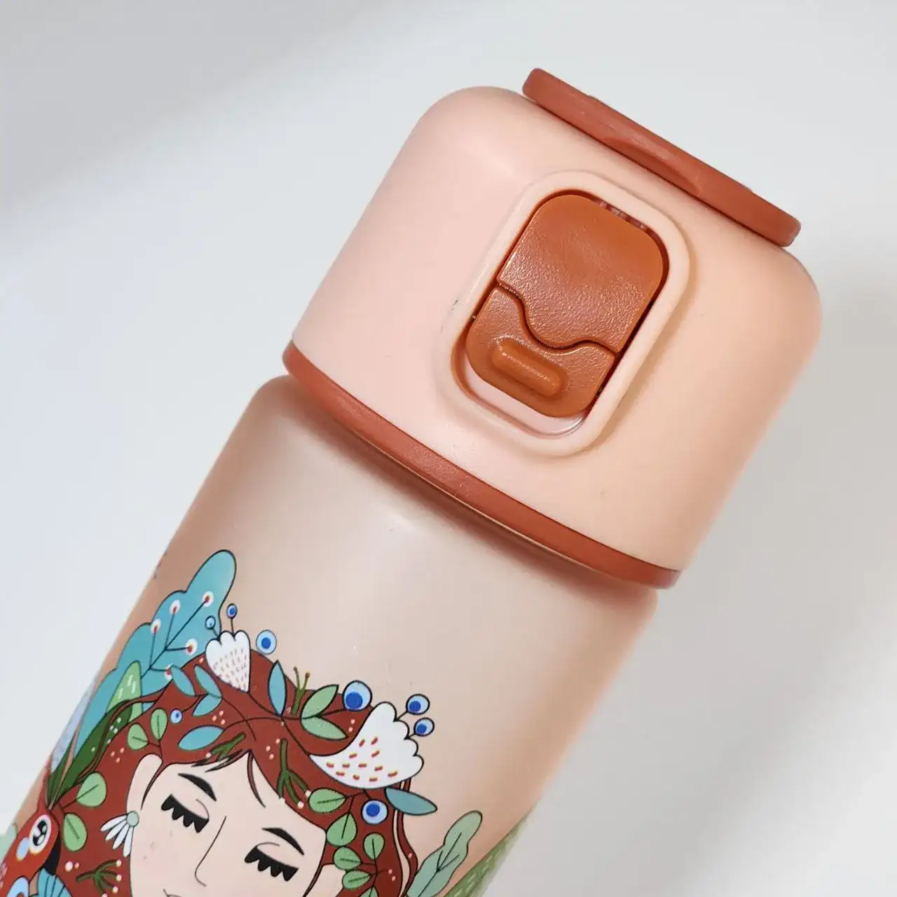 قمقمه اسکول فنس دختر فشن نی دار مدل FA-9354 نارنجی 500 میلی لیتر