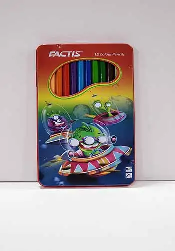 مداد رنگی12رنگ جعبه فلزی فکتیس
